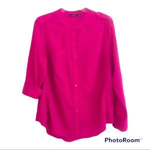 Apt.9 Long sleeve pink button down blouse, top, L